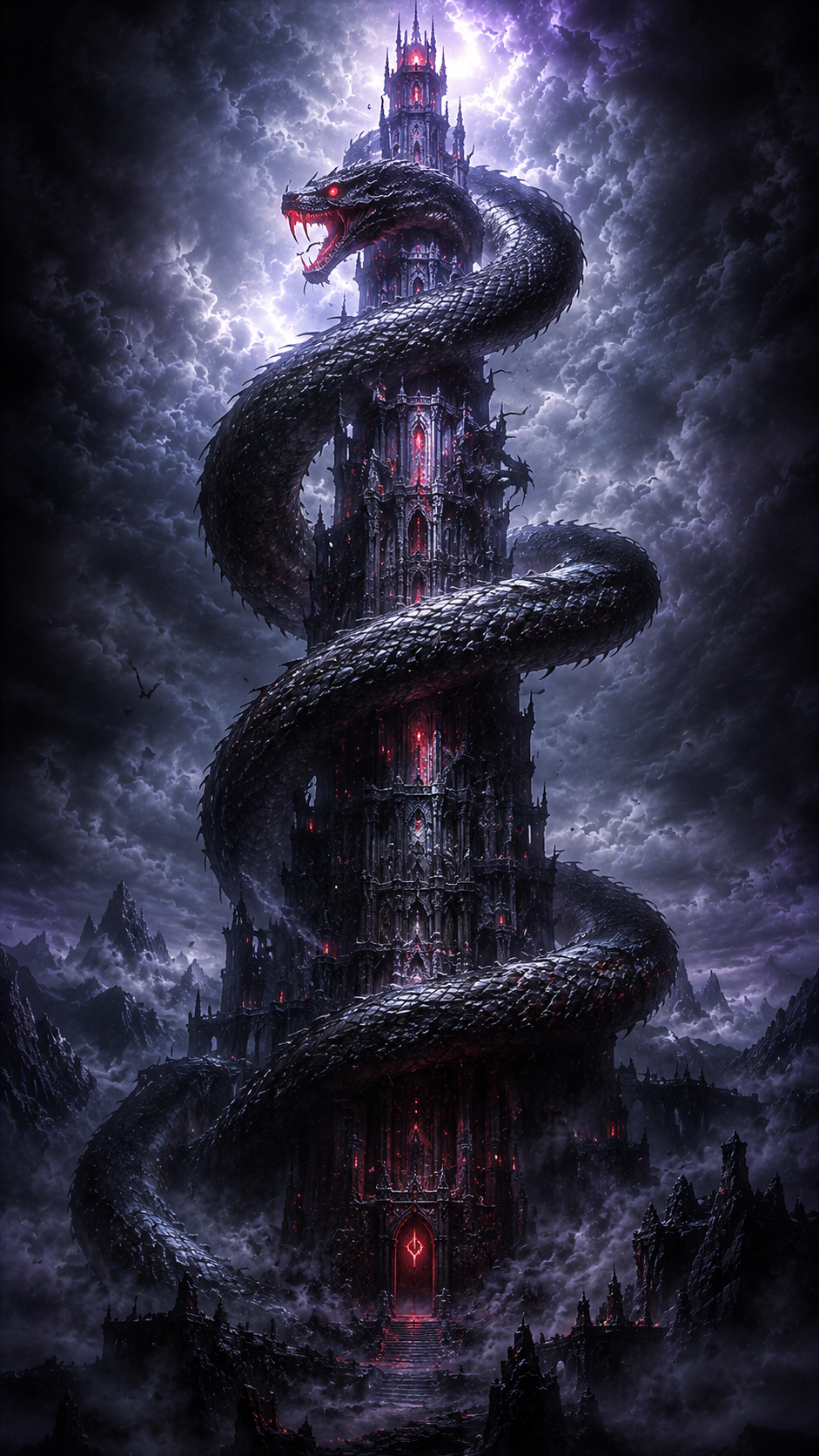 Dark Serpent Tower in Storm Clouds