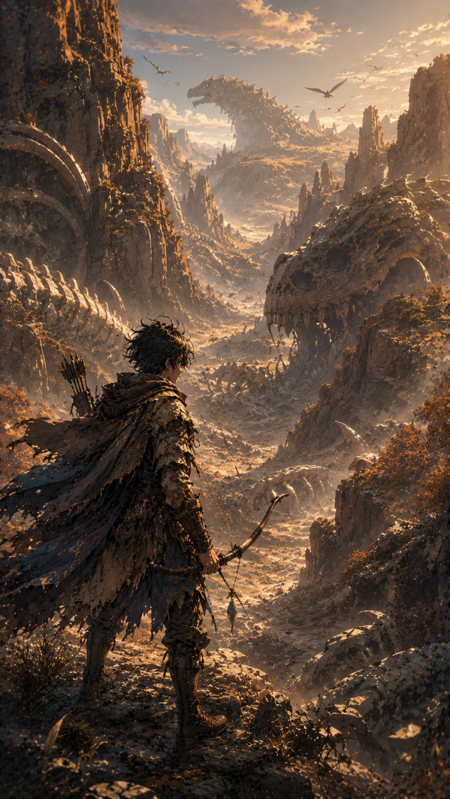Adventurer Near Ancient Dragon Bones