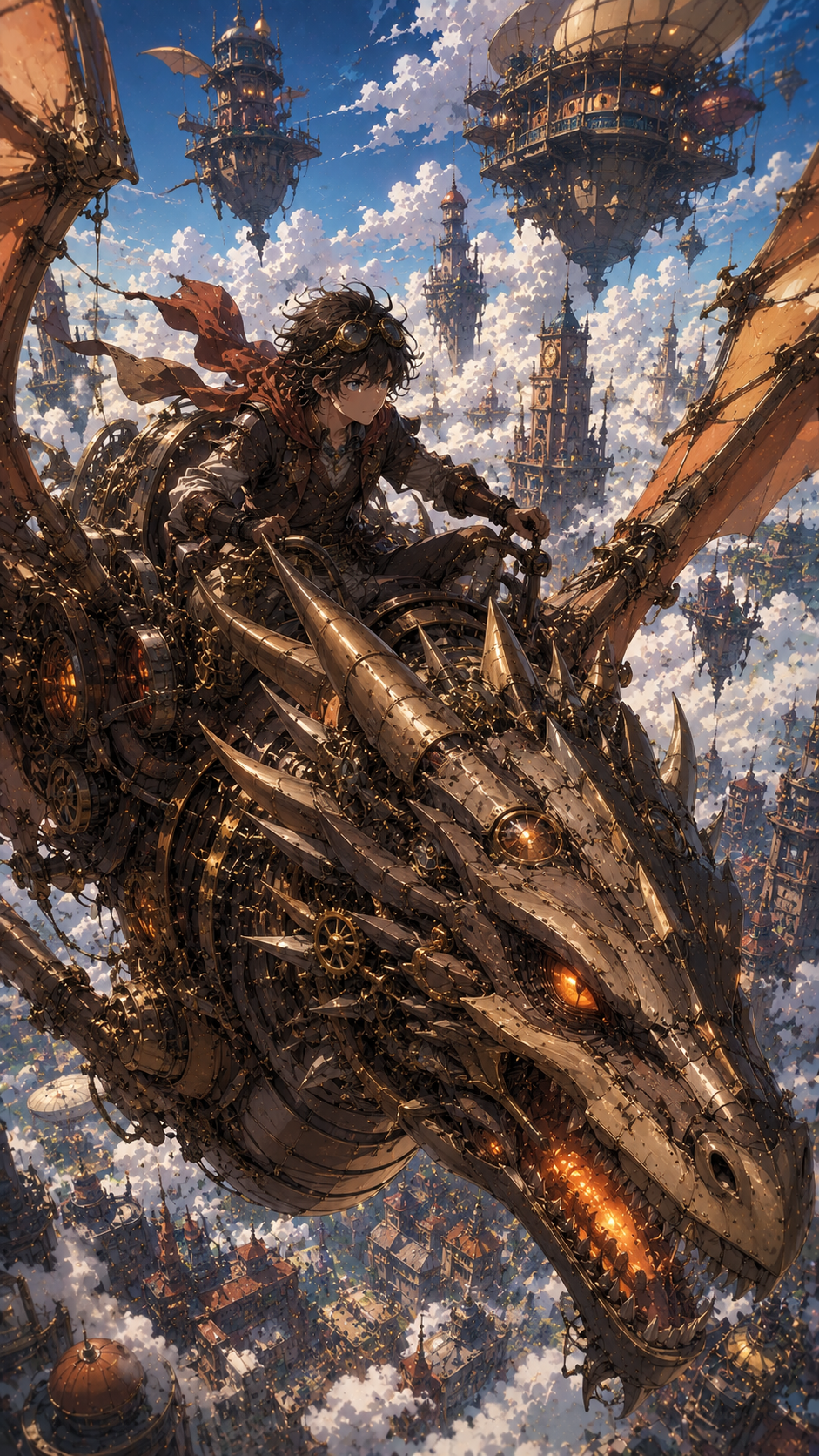 Boy Riding A Mechanical Flying Dragon