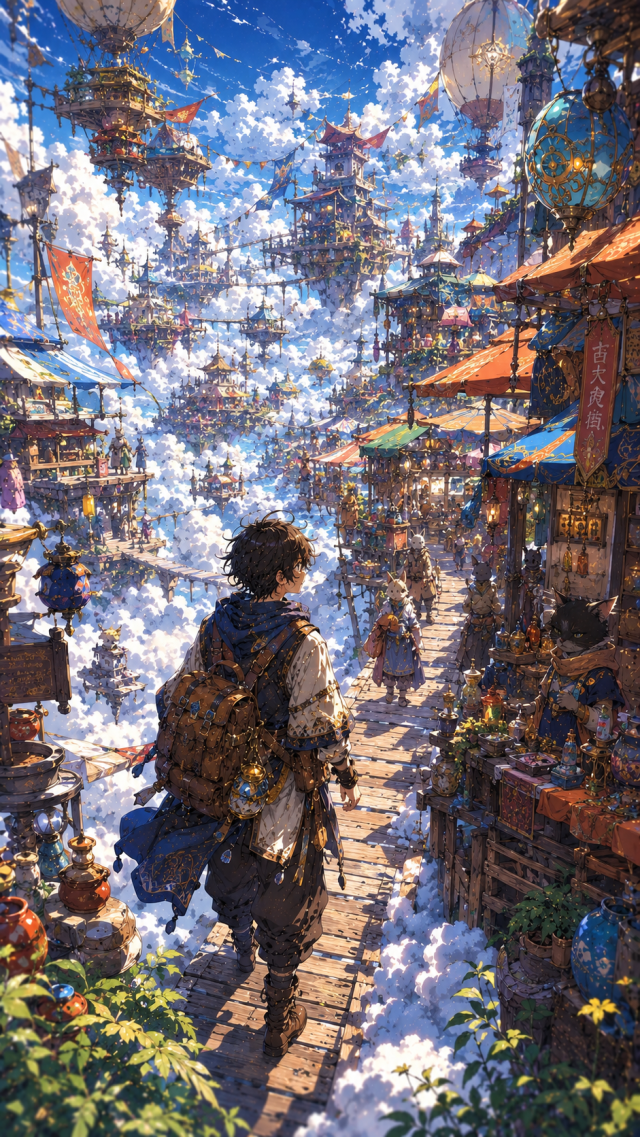 Boy in A Bright Floating Market City