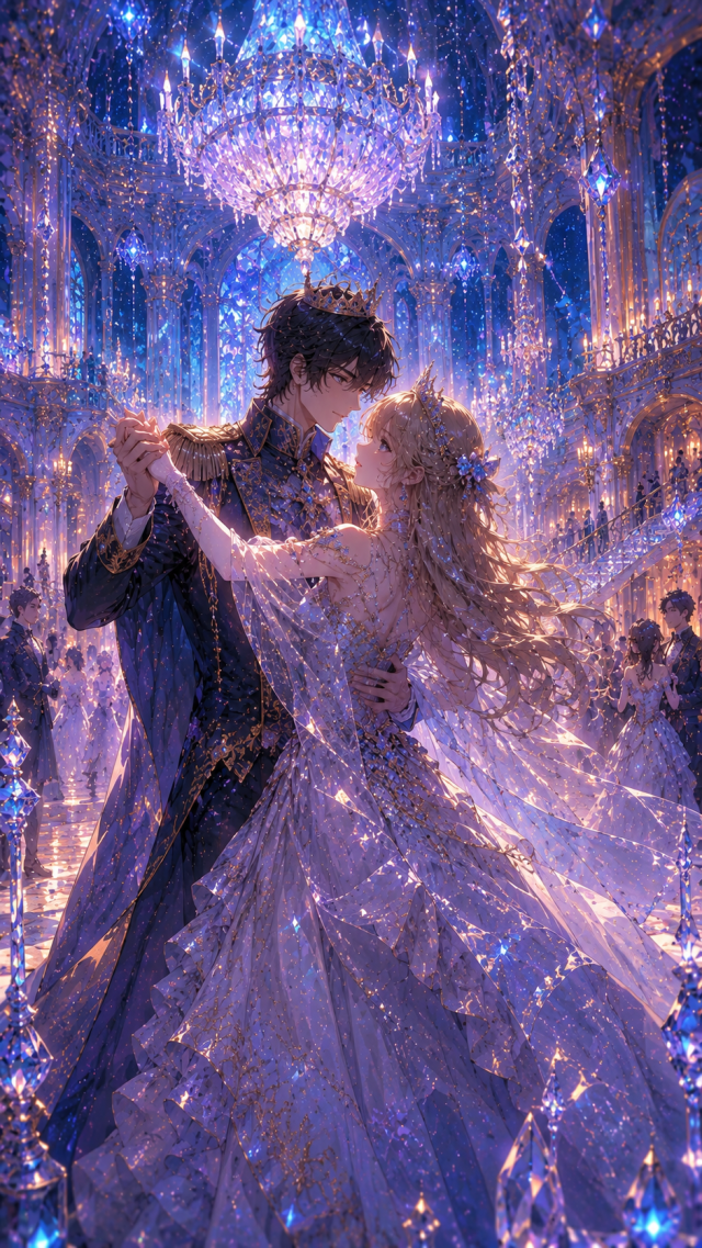 Couple Dancing in A Crystal Ballroom