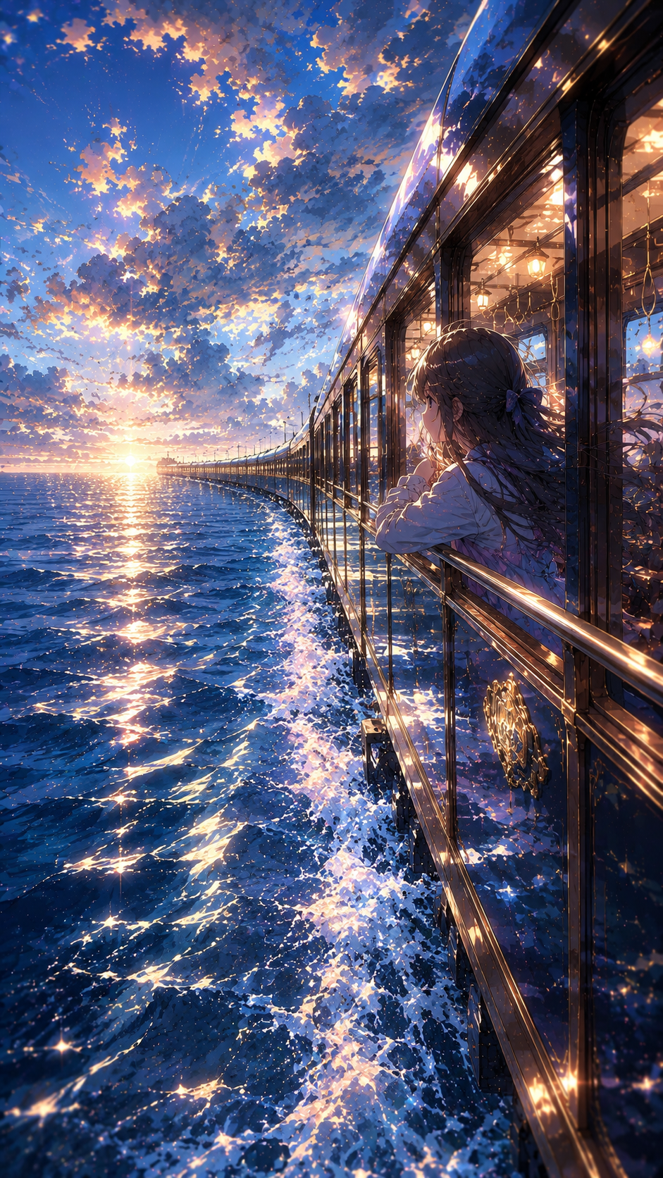 Girl on An Ocean Train