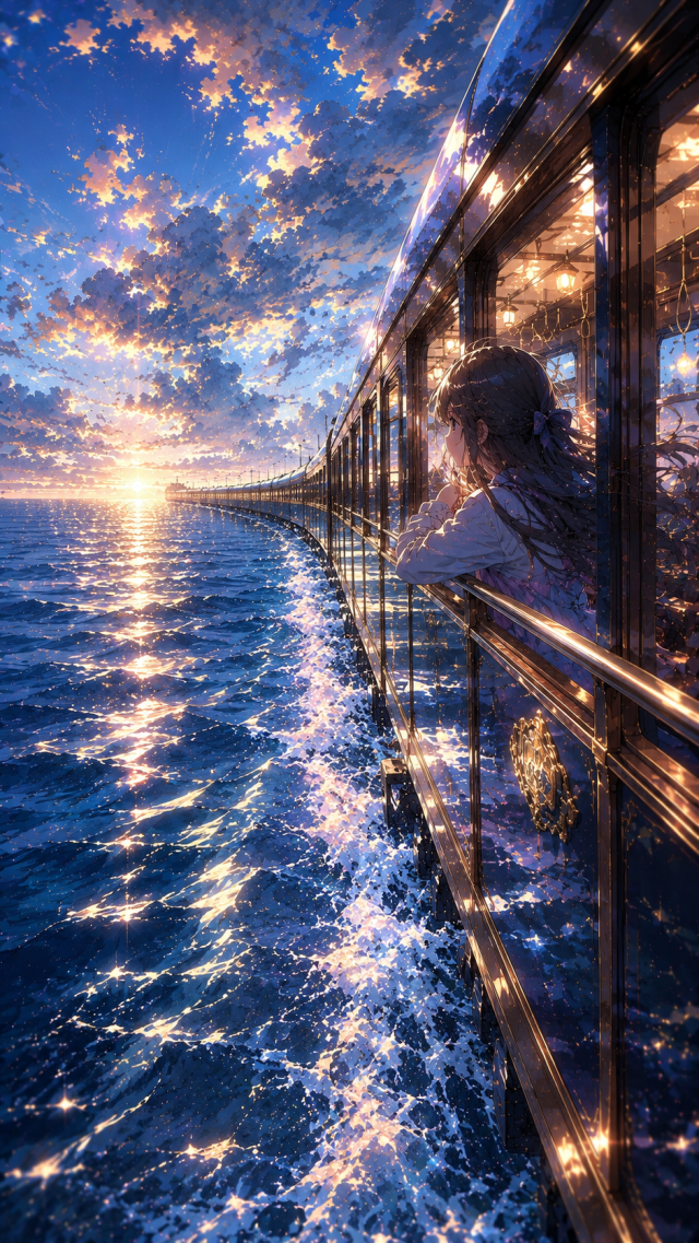 Girl on An Ocean Train