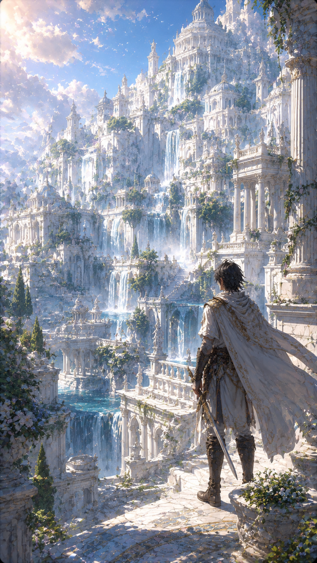 Traveler in A White Palace City