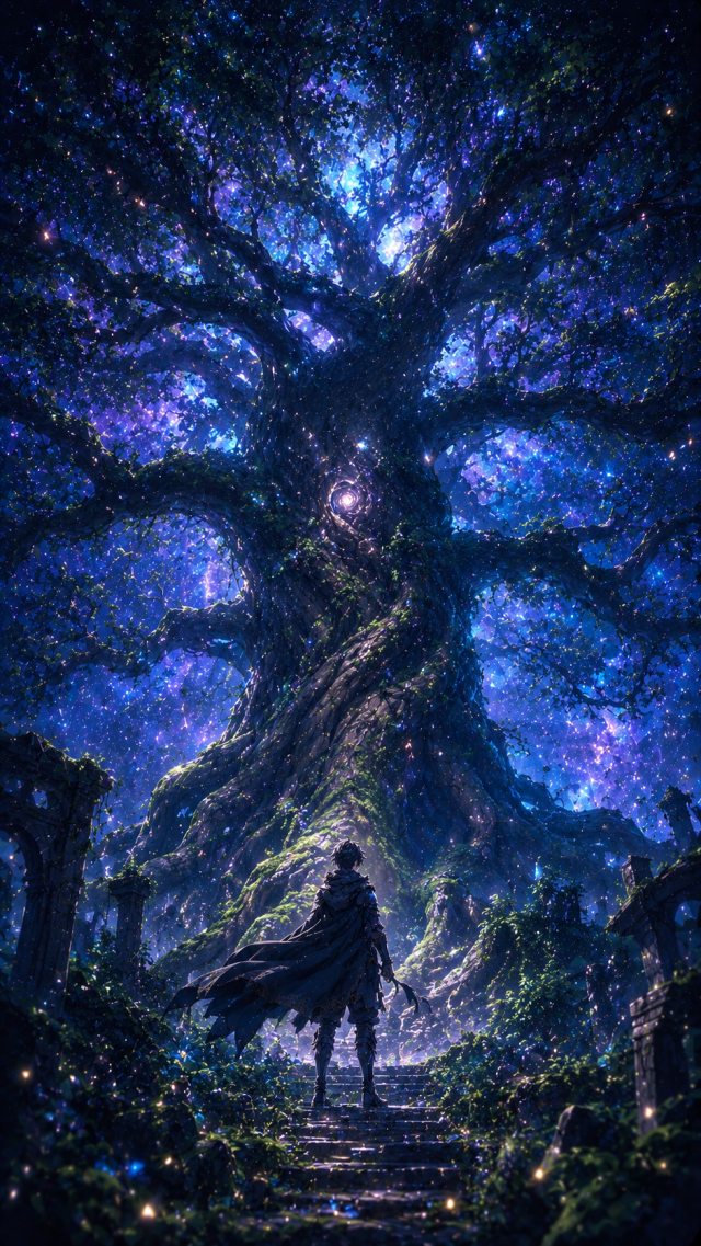 Glowing Blue World Tree