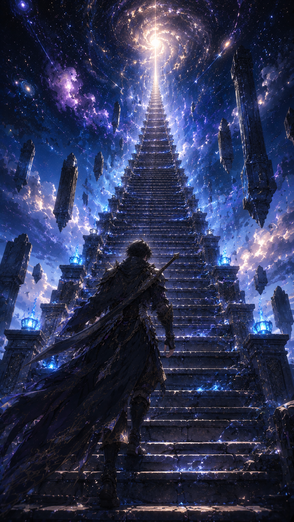 Warrior Climbing A Cosmic Stairway