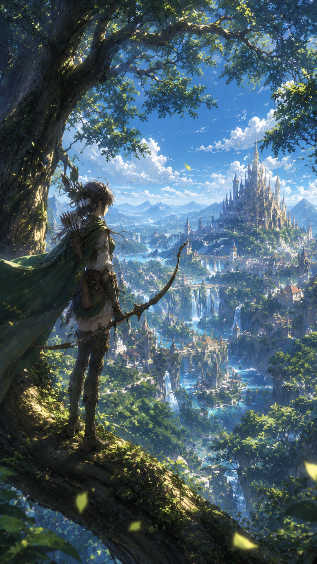 Archer Overlooking A Sky City