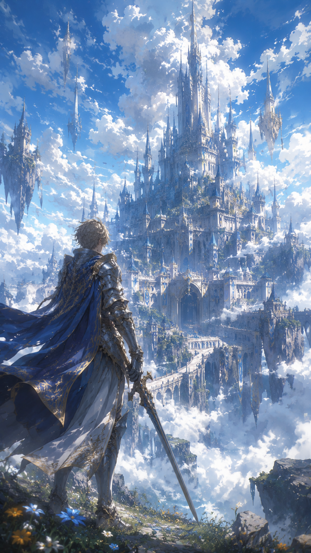 Warrior Before A Bright White Sky City