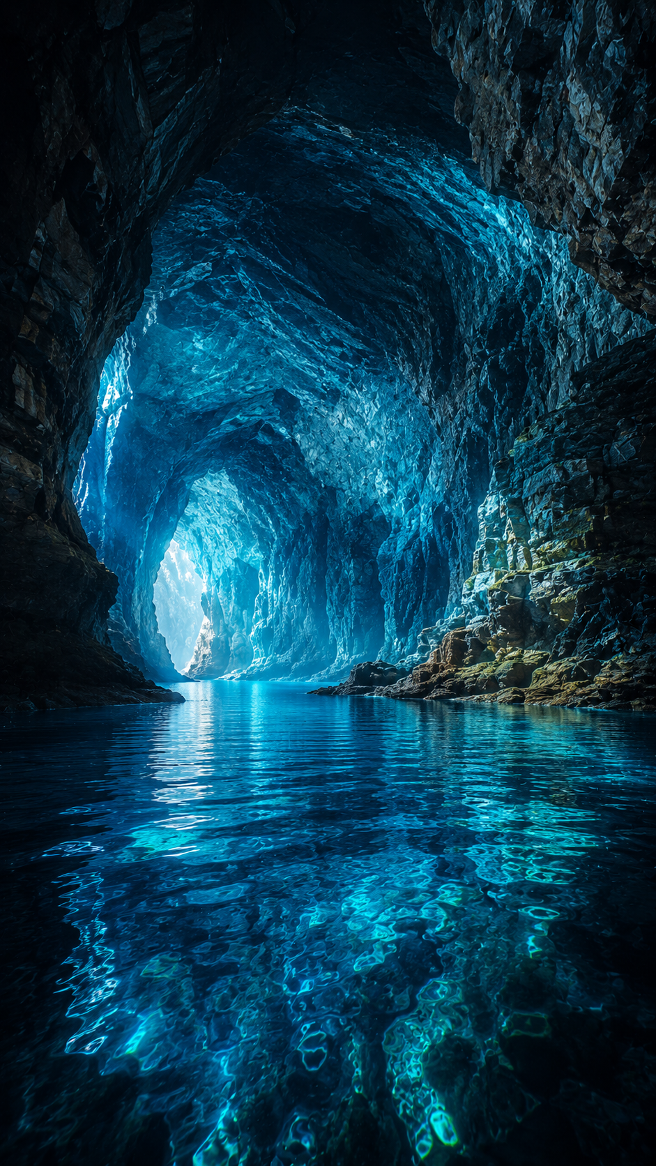 Blue Sea Cave with Clear Water