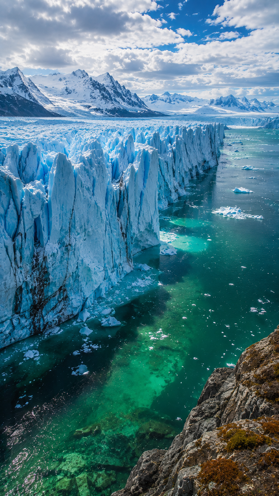 Glacier Cliffs above Turquoise Water