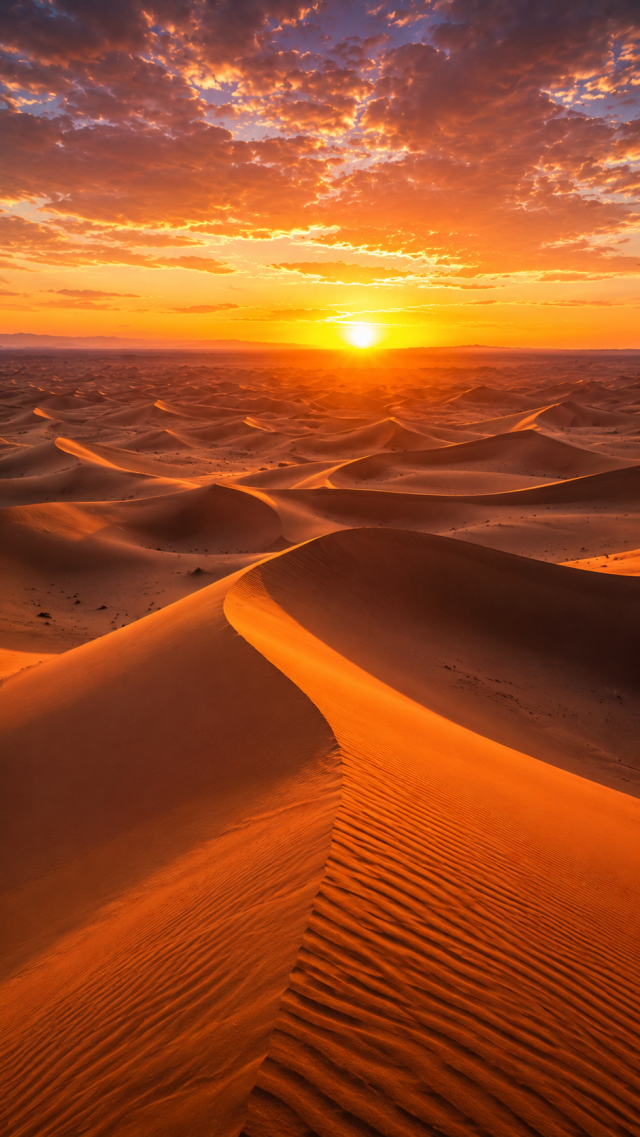 Orange Desert Dunes at Sunset