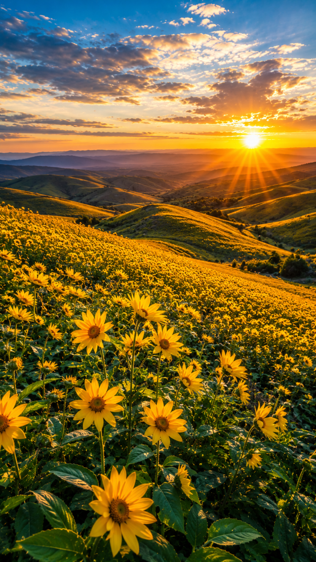Sunflower Hills at Sunset