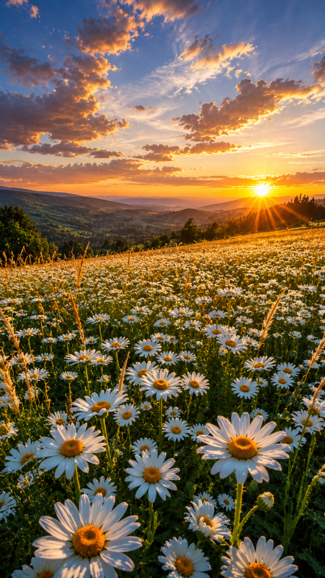 Daisy Meadow at Sunrise