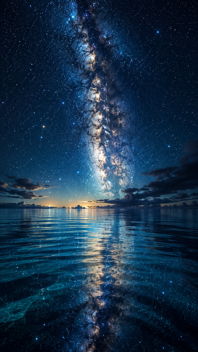Milky Way over Calm Ocean