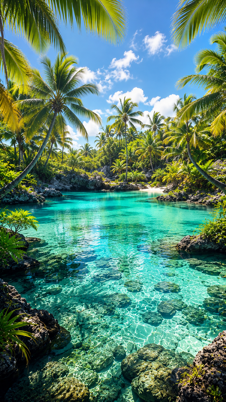 Tropical Lagoon with Palm Trees