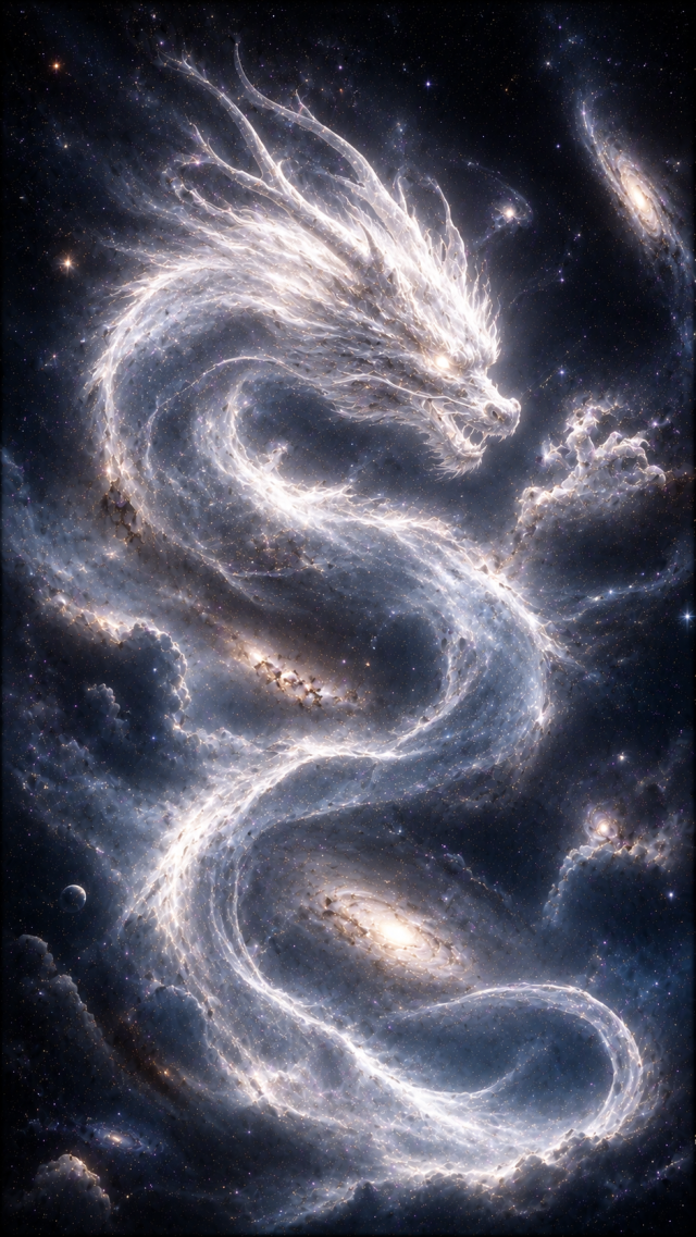 White Cosmic Dragon among Galaxies