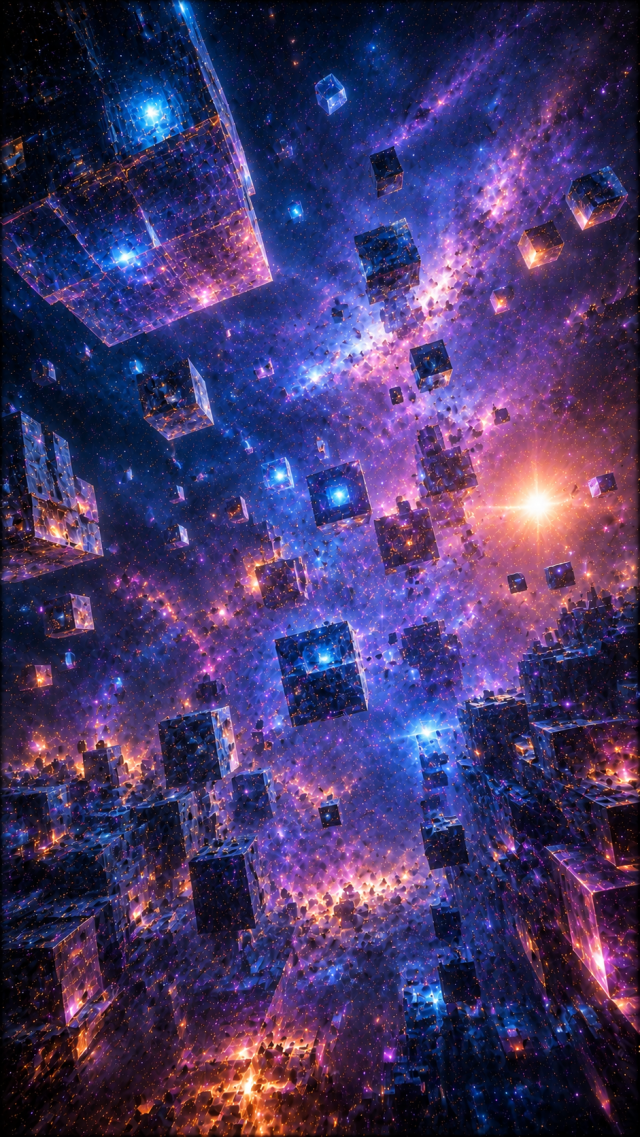 Floating Crystal Cubes in Nebula