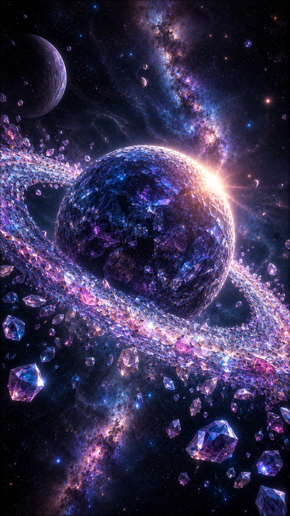 Ringed Planet among Crystals
