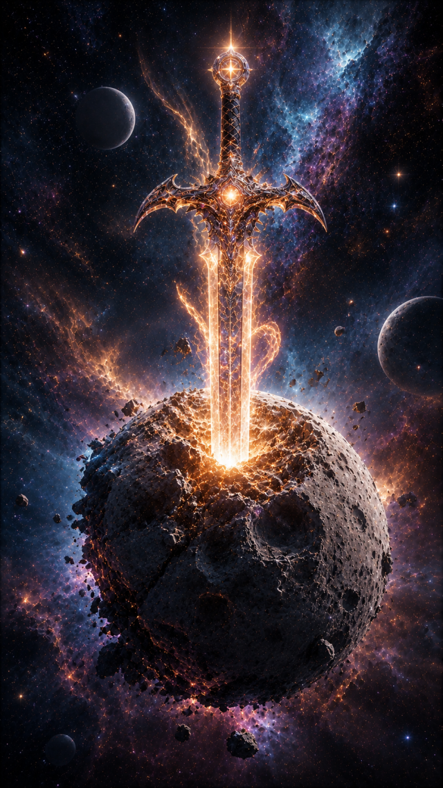 Sword Planted in Asteroid World