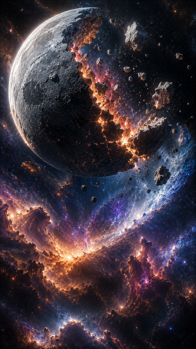 Shattered Moon and Fiery Nebula