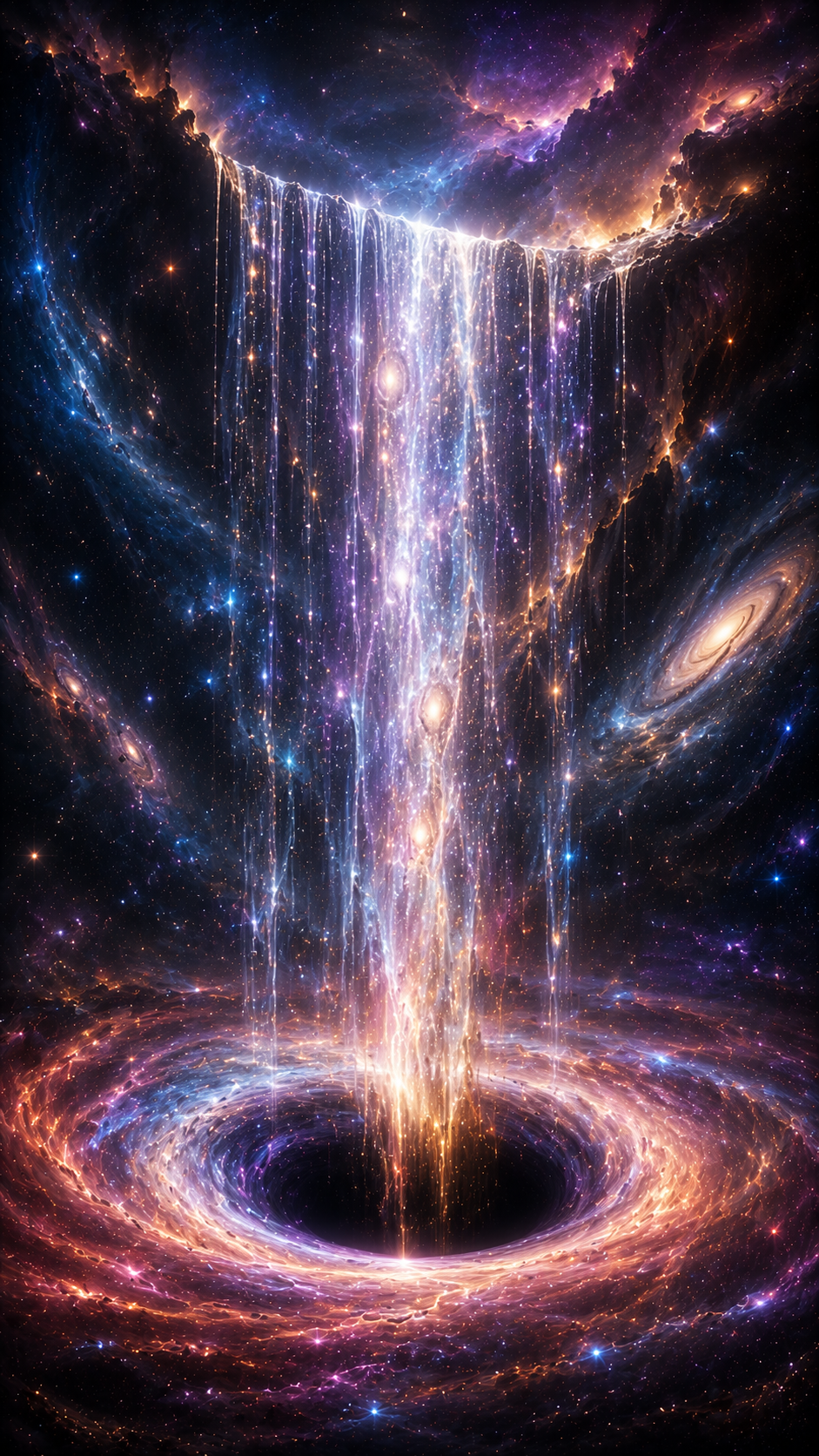 Black Hole Waterfall of Starlight