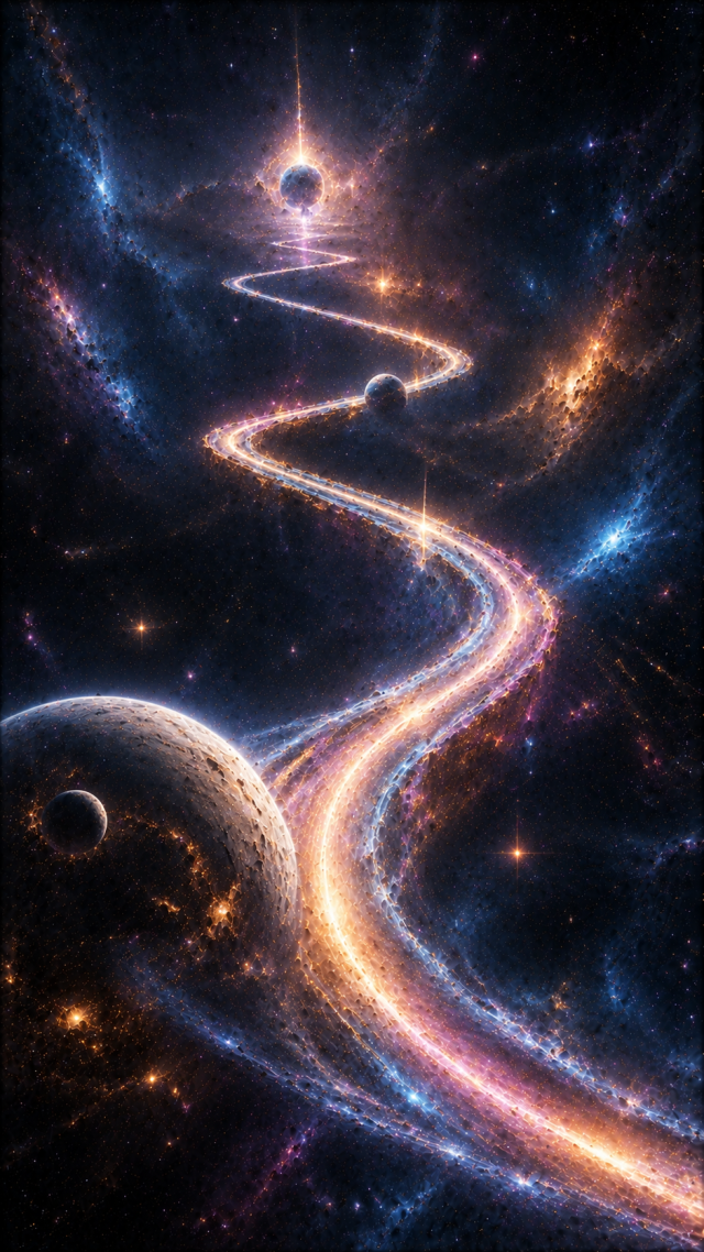 Glowing Road Across Planets