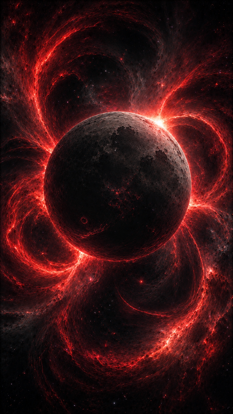 Dark Planet with Red Energy Ring