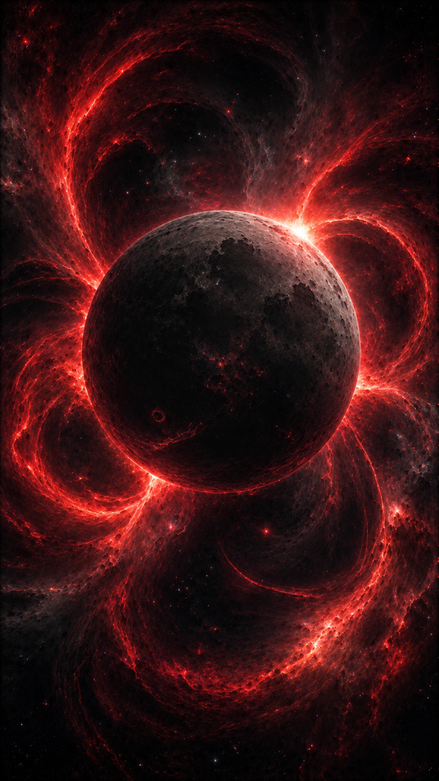 Dark Planet with Red Energy Ring