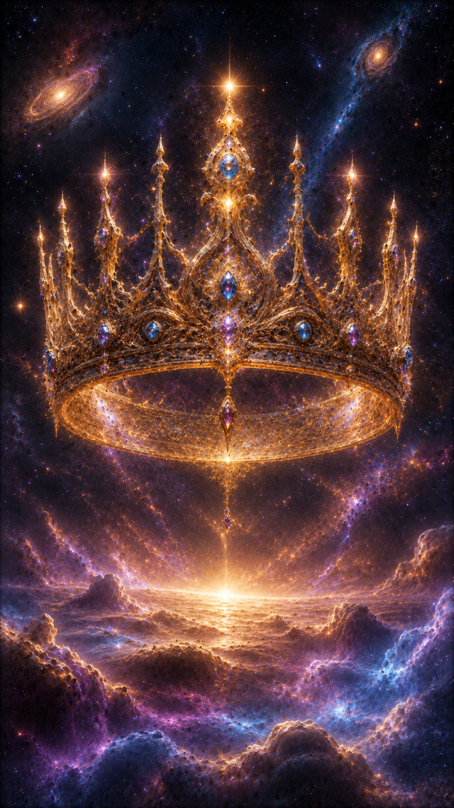 Gold Crown Floating in Nebula