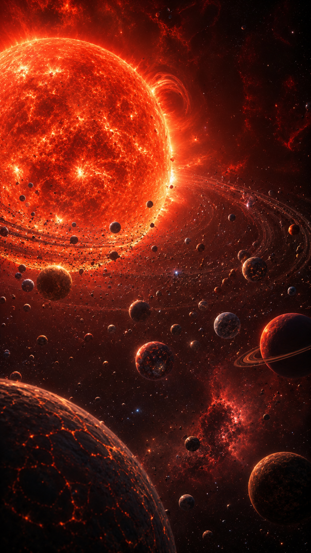 Red Sun with Many Planets