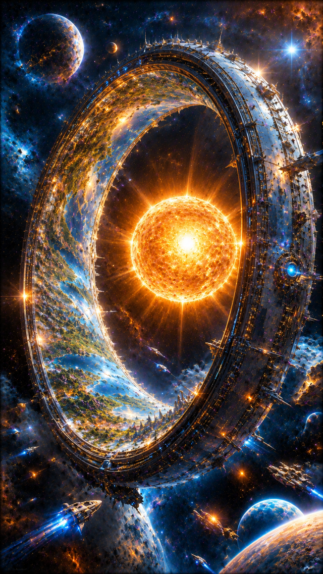 Gold Ring Portal Around A Sun