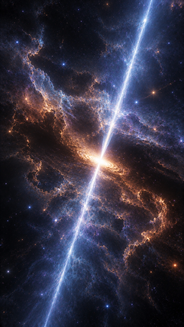 Blue Laser Beam through Nebula