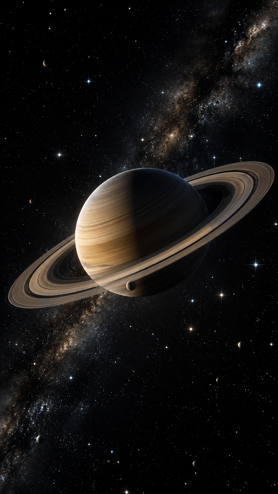 Saturn over Milky Way