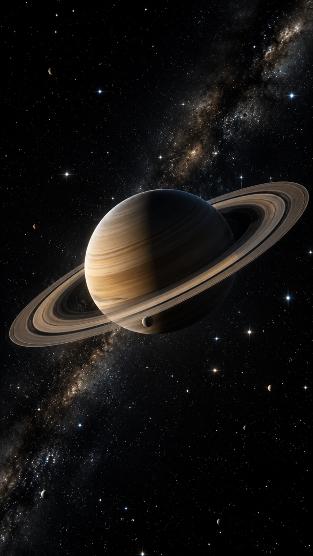 Saturn over Milky Way