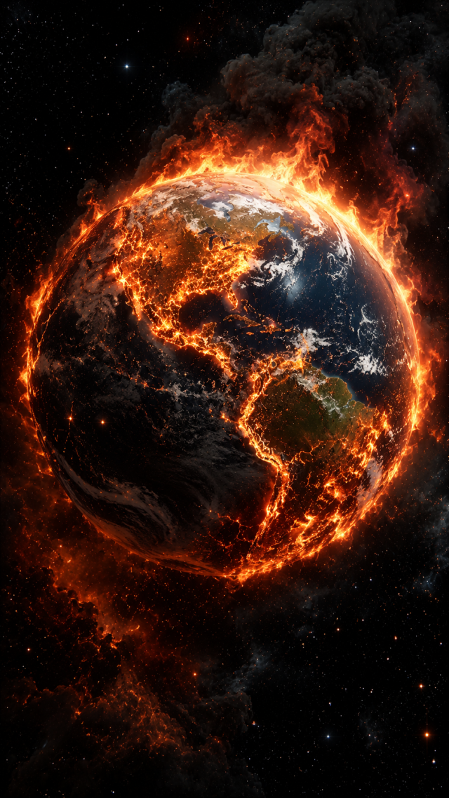 Burning Earth in Space