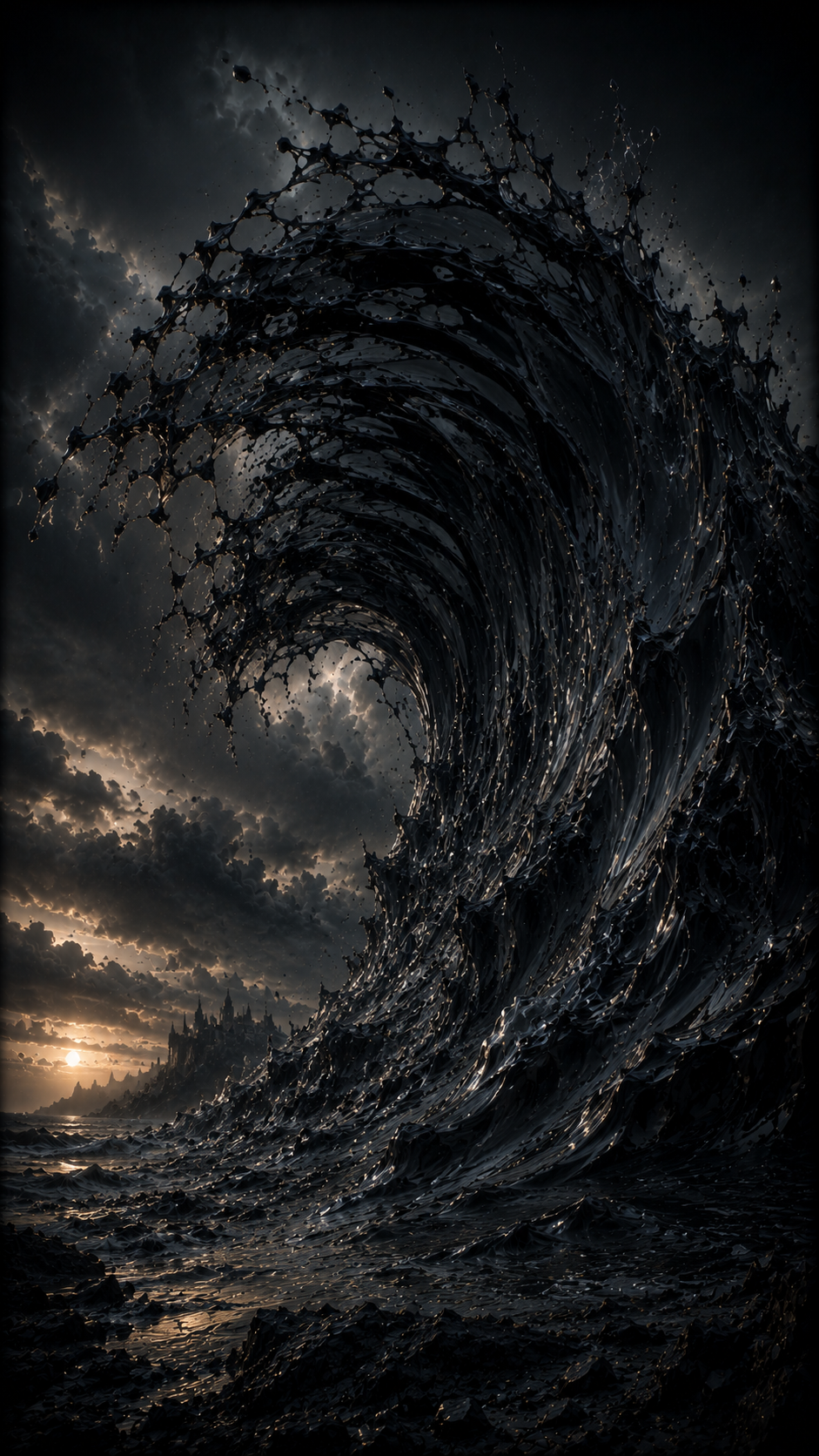 Storm Wave Shaped Like Dark Wings