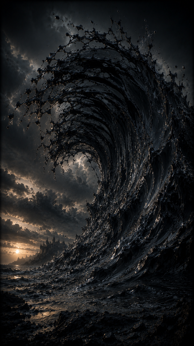 Storm Wave Shaped Like Dark Wings