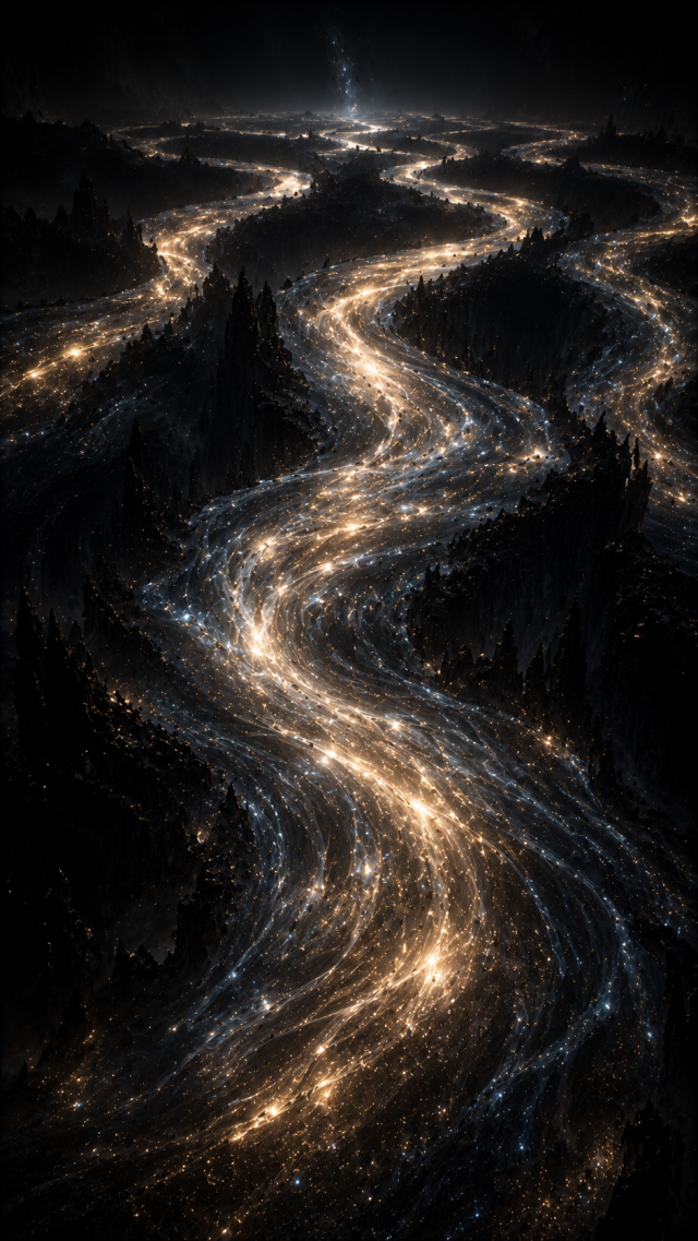 Silver River of Light through Dark Land