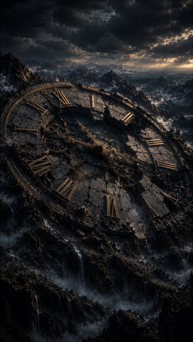 Broken Clock Face in Storm Valley