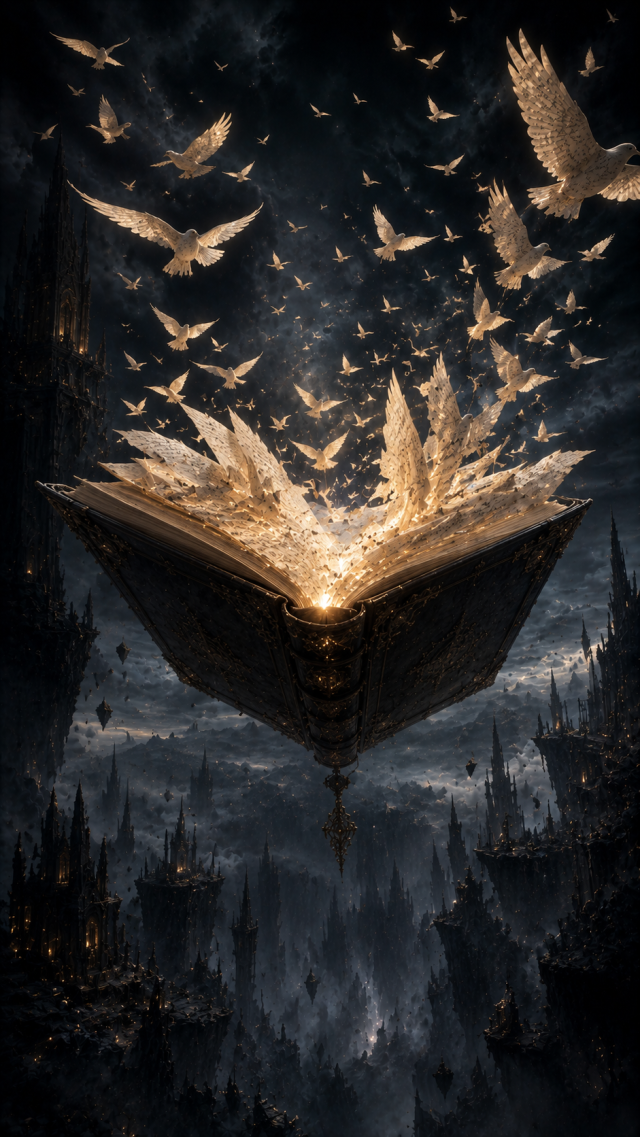 Book Releasing Glowing Birds