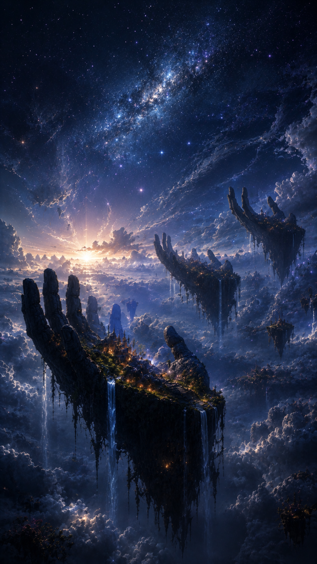 Giant Hand Holding A Cosmic City