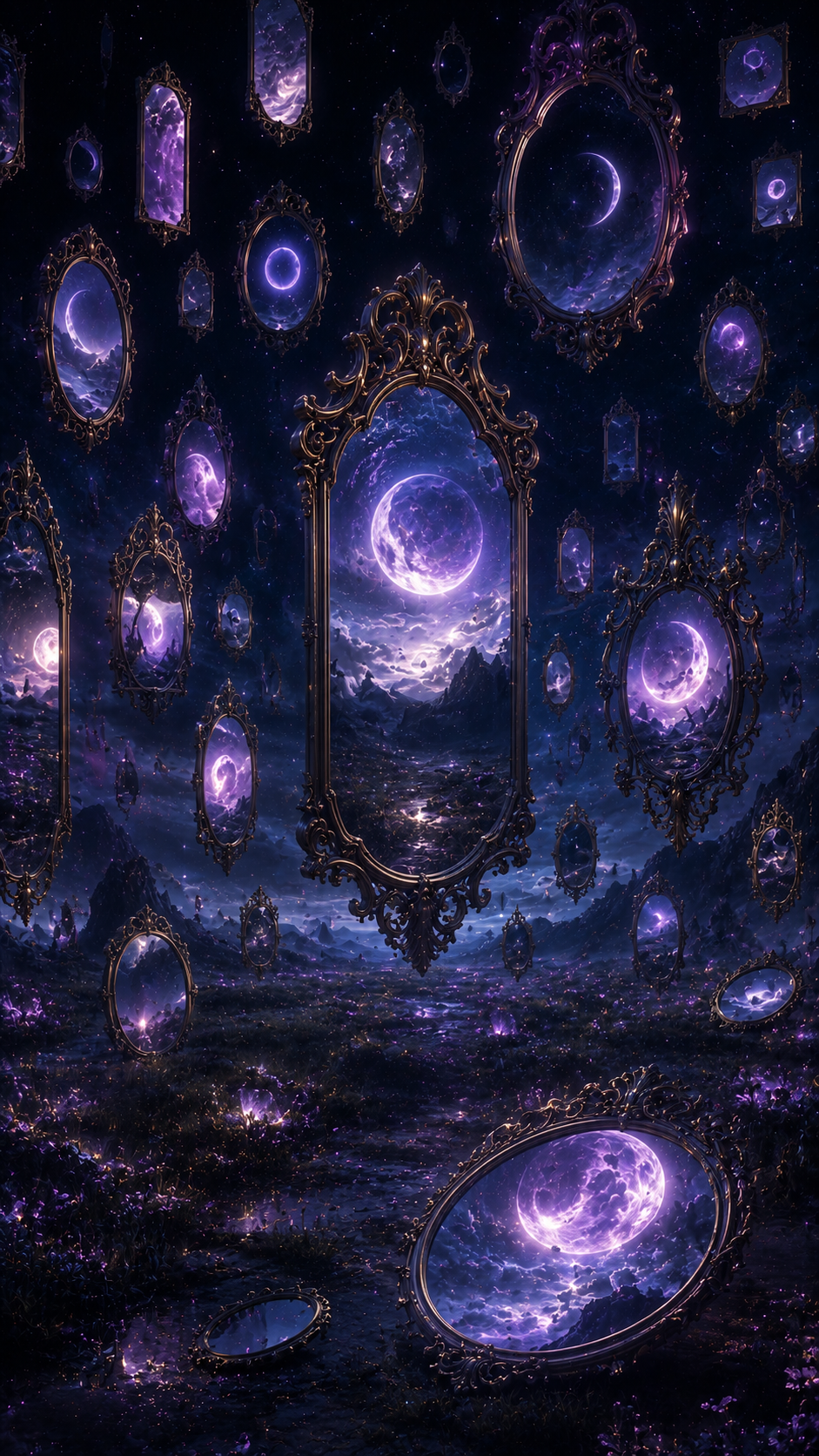 Mirror Garden with Purple Portals