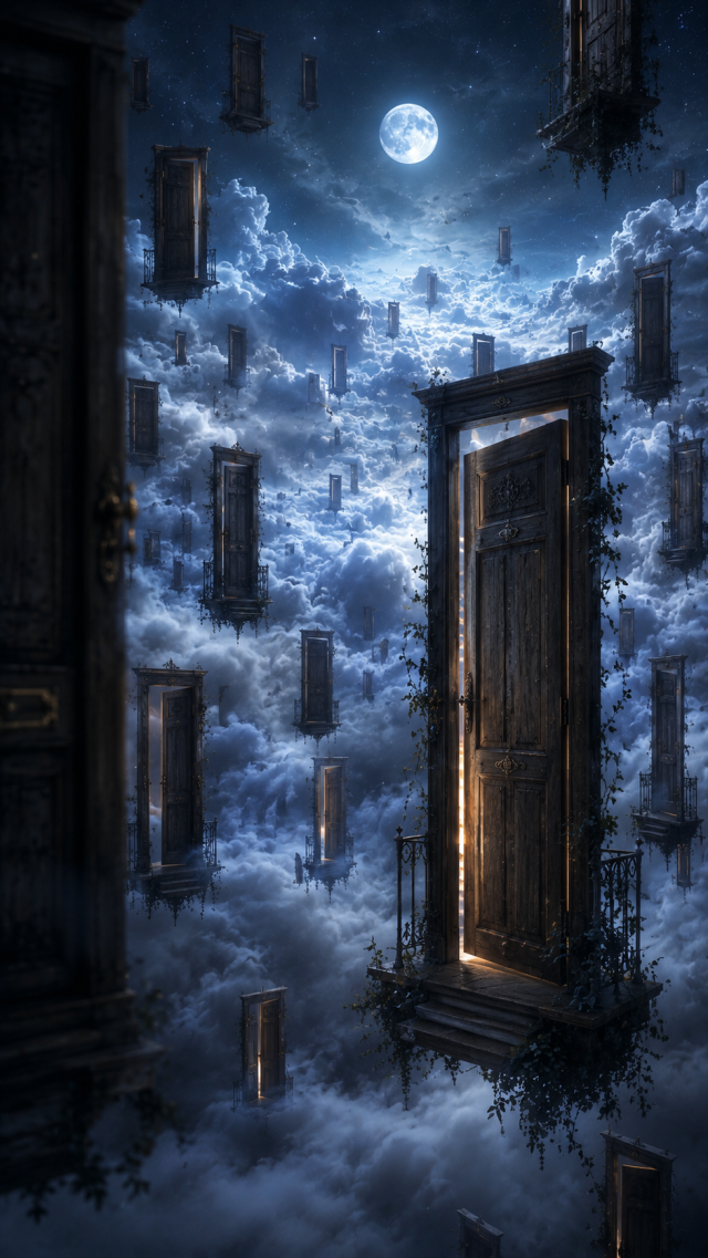 Moonlit Doorway above Clouds