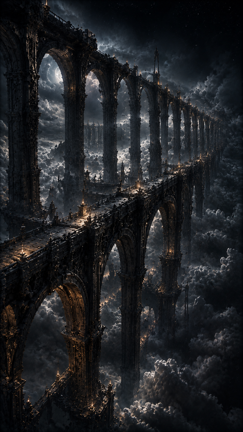 Ruined Stone Bridge in Storm Clouds