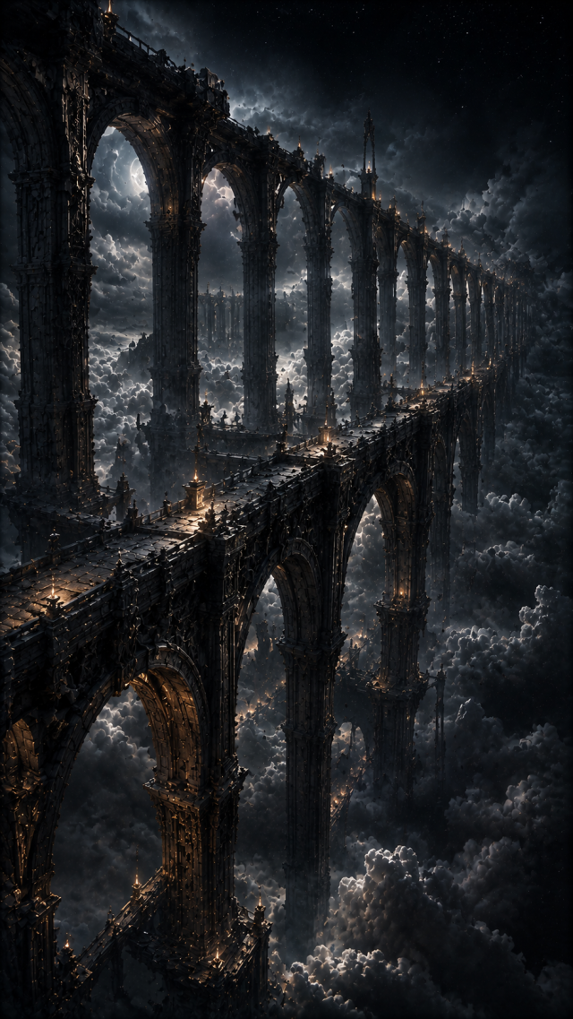 Ruined Stone Bridge in Storm Clouds
