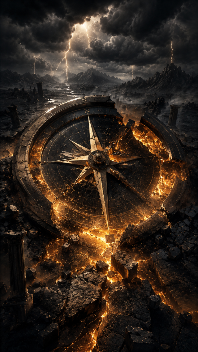 Broken Compass in Storm Ruins