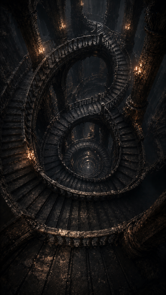 Infinite Stone Spiral Stairway
