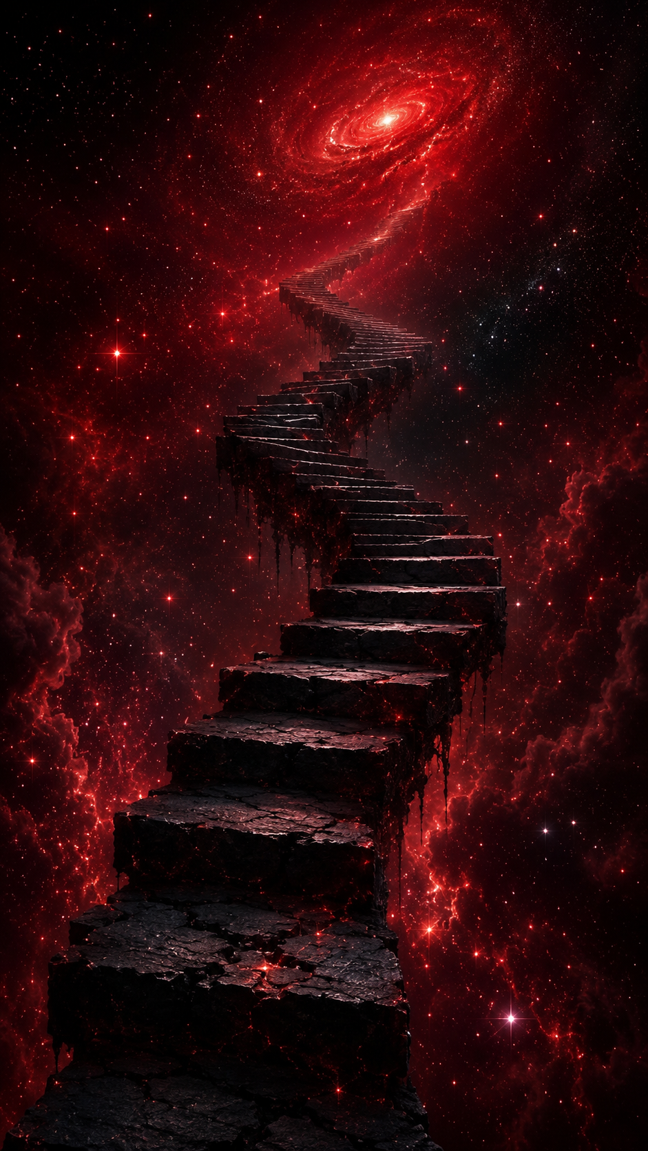 Red Stairway through Galaxy Clouds