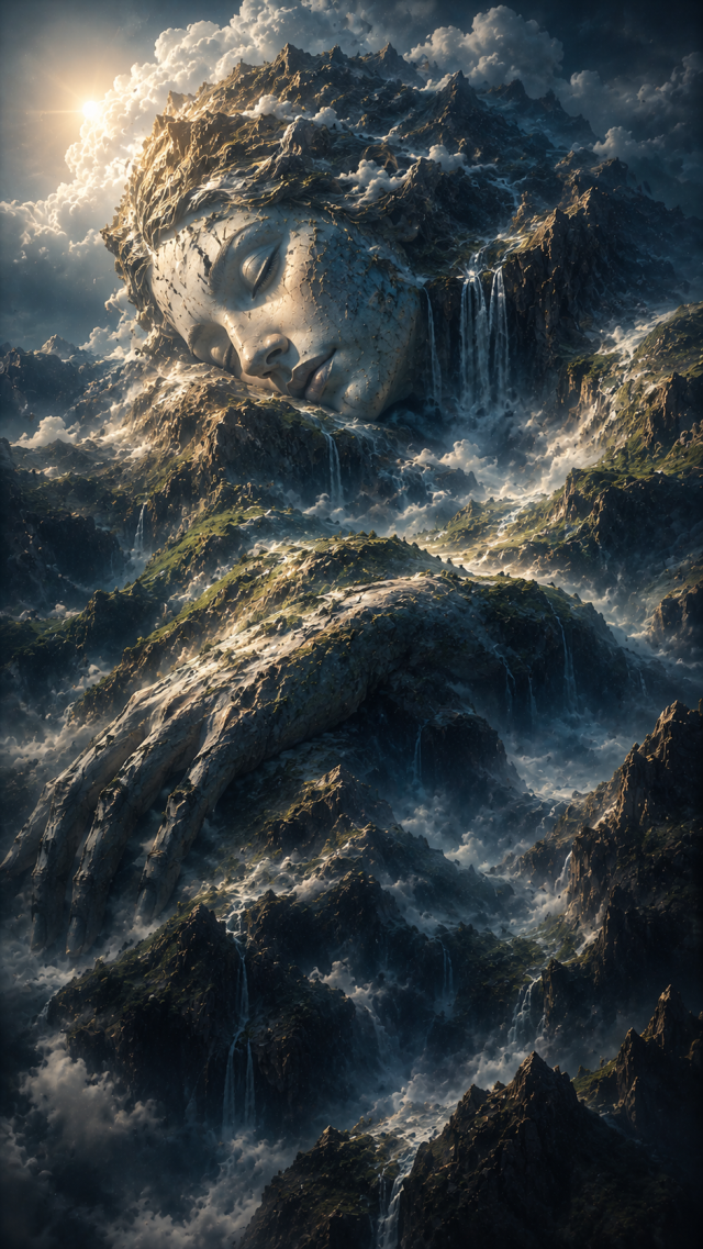 Stone Face Formed from Ocean Waves