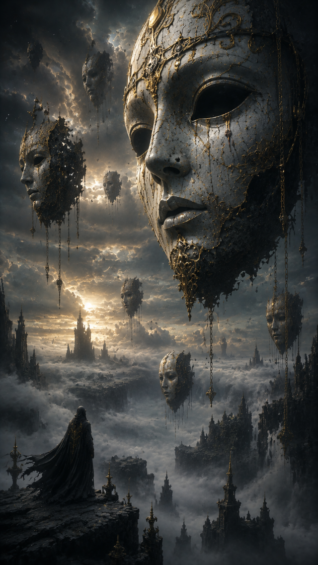 Floating Masks above A Misty Kingdom